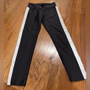 Katie J NYC Black Leggings with Reflective White Stripe